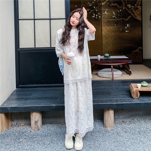 极简风时尚套装吊带白色职场休闲风晕染度假风英伦风蕾丝大码气质图片