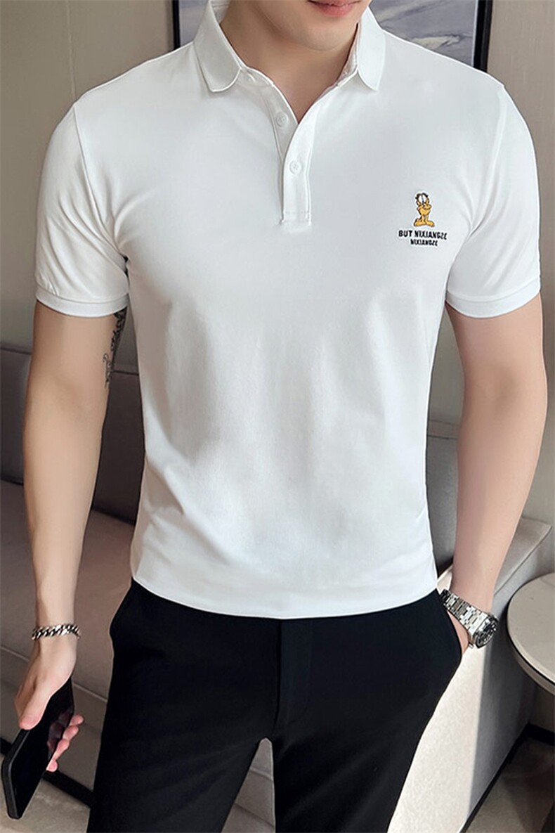 2024夏季新款英伦风高品质修身刺绣POLO衫冰丝短袖T恤男D239-p48,男装T恤,电商D303