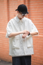 日系潮多口袋衬衫短袖休闲百搭宽松情侣通勤CS0309-P38，男装衬衫，星座308B-1