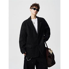 满天星毛呢西装大码M-5XL加棉大衣聚酯纤维XF78155P118控188，男装西服套装，星座227-7