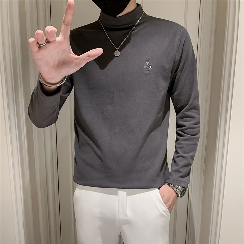 2022秋季新款男士德绒中高领打底T恤打底衫男H02,男装T恤,天晨