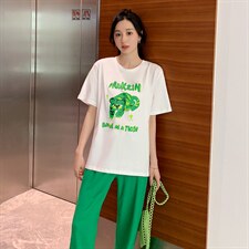 运动套装女时尚潮流舒适两件套2022年夏季韩版休闲白搭T恤阔腿裤，女装套装/套裙，梦懿尔