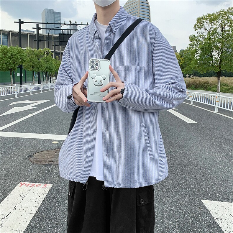 长袖工装衬衫男港风日系外套C007P36图片