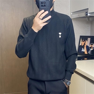 5303-特P55男士社会小伙修身毛衣秋冬季韩版半高领打底线衣针织衫，男装T恤，电商D310B-1