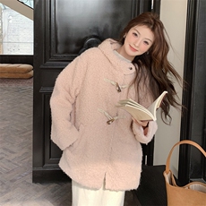 【现货主推】2025冬法式复古圈圈毛连帽外套2C372-9069-P195控278，女装皮草，2C372