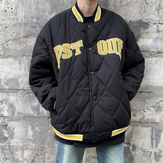 F38-P70菱形格棒球服棉服男士冬季新款潮牌加厚运动棉衣外套，男装棉衣，星座512-6