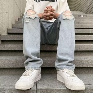 气质潮百搭男潮流新款时尚夏季慵懒日系牛仔裤N743P45图片