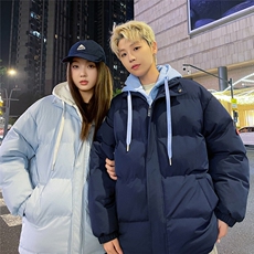 特批港风情侣夜景新款时尚宽松假两件连帽棉衣MY2273P70控118，男装棉衣，电商A247
