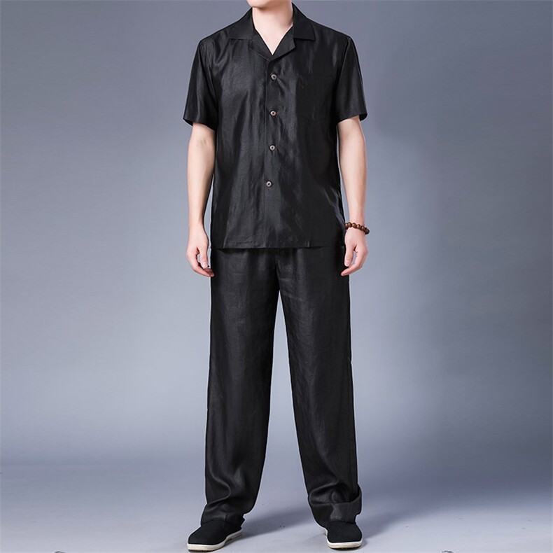 GBN-A-1夏季男式风唐装衬衫香云纱纯短袖套装P555,男装衬衫,电商B360