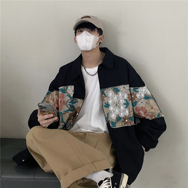 2026春季新款港风休闲宽松外套M-5XL男潮拼接翻领夹克7568P85,男装夹克,星座227-7