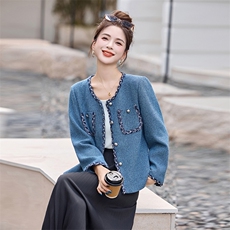 新款圆领小香风外套2537P135，女装短外套，乐衣轩