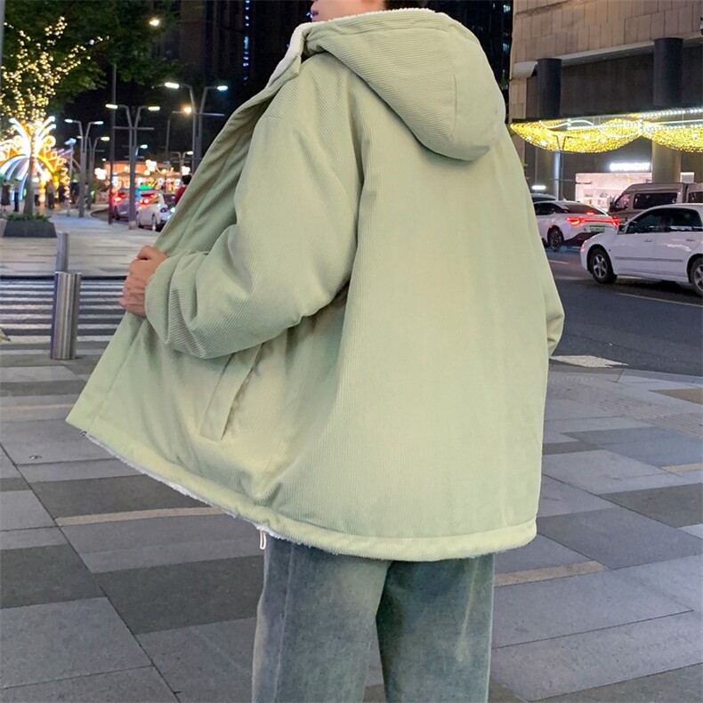 灯芯绒两面穿棉服男女羊羔毛棉衣外套冬季加厚棉袄M0811-P120,男装棉衣,星座308B-2