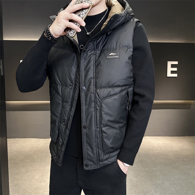 短款连帽羽绒马甲男休闲日系面包服保暖外套马甲背心M76-P125,男装背心/马甲,电商A237