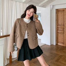 冬季新款超好看双面羊毛大衣外套女短款时尚上衣A509P195K298，女装短外套，2C268