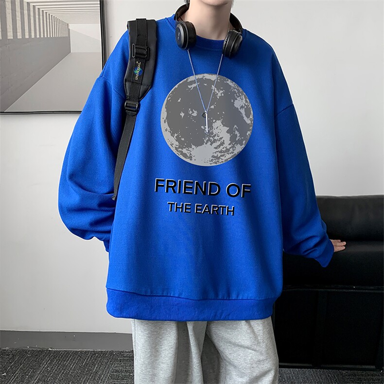 华夫格卫衣圆领卫衣男大码长袖t恤男外套HW76254-P30加绒款-P40,男装卫衣,电商A040