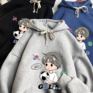 WY2207-P35 加绒款-P40 纯棉连帽卫衣男大码运动帽衫宽松薄图片