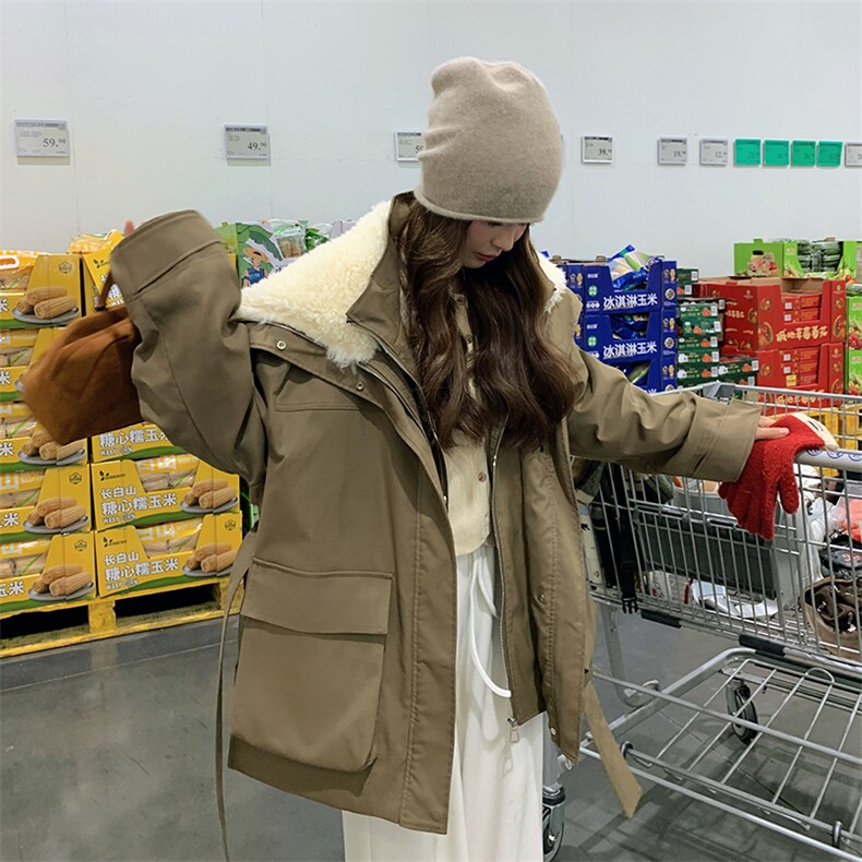 【现货】双拉链撞色羊羔毛领羽绒派克服b2-206-26282-p315k473,女装羽绒服,浙宝220