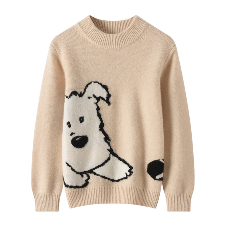 2025时尚休闲百搭加厚侧面小狗羊绒衫，童装儿童羊绒衫，牧皓研