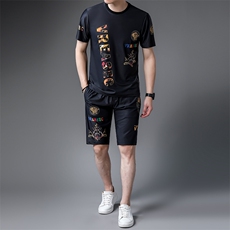 JG22-13男士2023年春夏季新款运动套装短袖短裤T恤卫裤二件套P125，男装休闲套装，电商B360