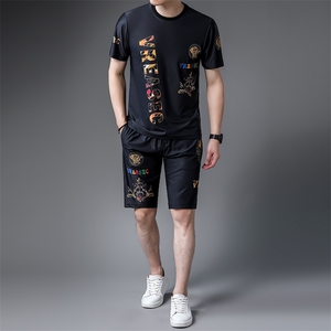 JG22-13男士2023年春夏季新款运动套装短袖短裤T恤卫裤二件套P125图片