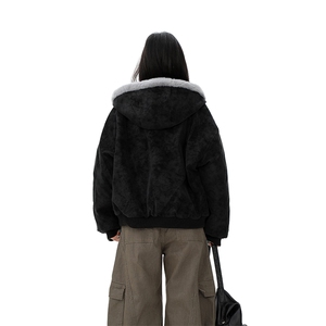 现货高品质美式高街冬季重磅座山雕大毛毛领pu皮棉衣男女加厚外套图片