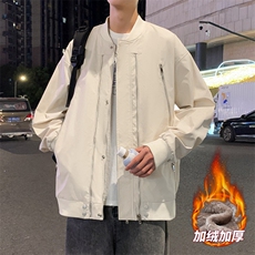 AJ220-P85冬季加绒加厚棒球领飞行夹克防风防水棉衣外套，男装夹克，星座109