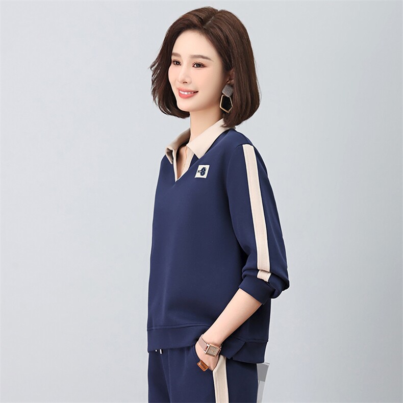 2023秋新款时尚拼色刺绣宽松卫衣女,女装卫衣/绒衫,依恋蒂丝