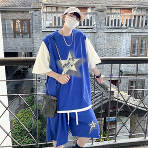 华夫格套装潮流休闲短袖短裤两件套FTZ3075-P55控78