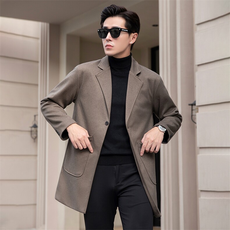 秋冬新款轻熟风休闲毛呢大衣男韩版潮流痞帅气上衣港风潮牌外套,男装毛呢大衣,星座505-2（原电商A260-1)