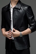 BH901钱塘2020-2中年男士冬季厚款加绒休闲百搭皮衣夹克P195，男装皮衣，钱塘207-2