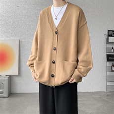 8XL-M大码V领开衫毛衣外套男日系复古宽松慵懒风针织衫KS002p55，男装针织衫/毛衣，电商B312