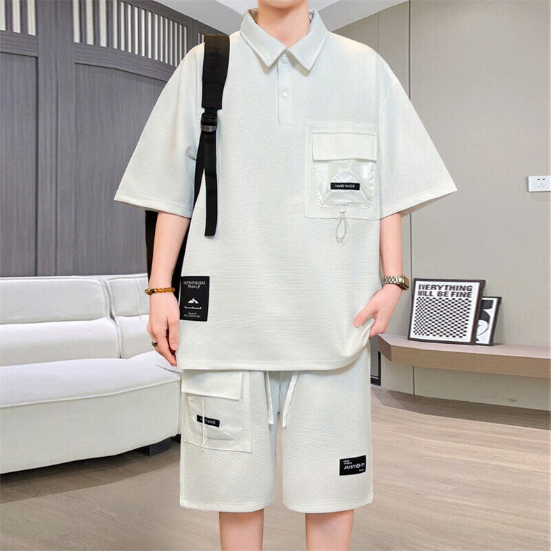 新款休闲短袖翻领百搭套装，男装休闲套装，星座1206（原A206）