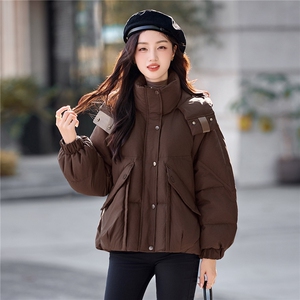 时尚休闲连帽短款羽绒服女2025冬季新款小个子加厚保暖白鸭绒外套图片