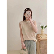 针织短袖t恤女2025新款夏季薄款宽松显瘦打底上衣小衫，女装T恤，众美斯特