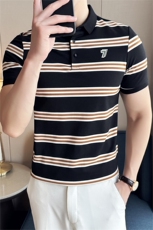 2026夏季新款高端条纹轻奢翻领短袖T恤上衣Polo衫-T0273-P65，男装T恤，电商D342