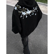 花卉刺绣连帽卫衣男秋冬加绒潮牌宽松情侣款外套W77225，女装短外套，星座1116A（原606A-3）