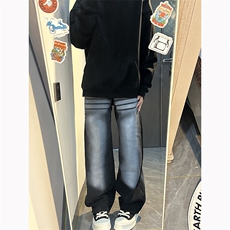 B221美式ins高街暗黑重工艺宽松直筒牛仔裤LK23125-P65控88，男装牛仔裤，电商B221