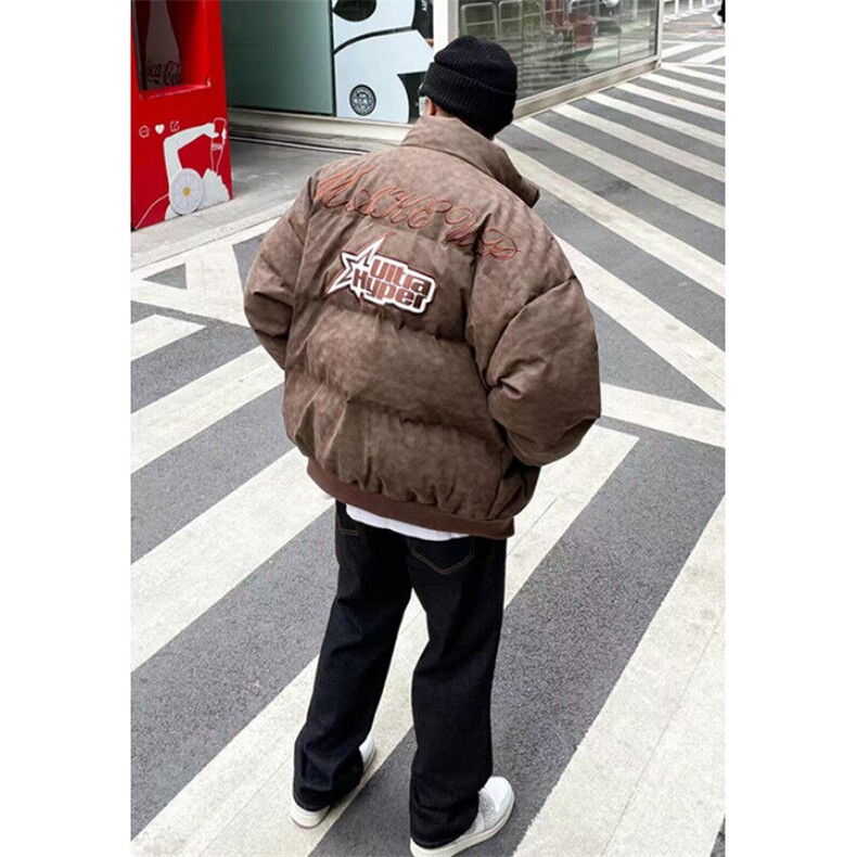 拉链慵懒男女百搭直筒型长袖流行棉衣街头简约立领棉服MA26,男装夹克,星座1116A（原606A-3）