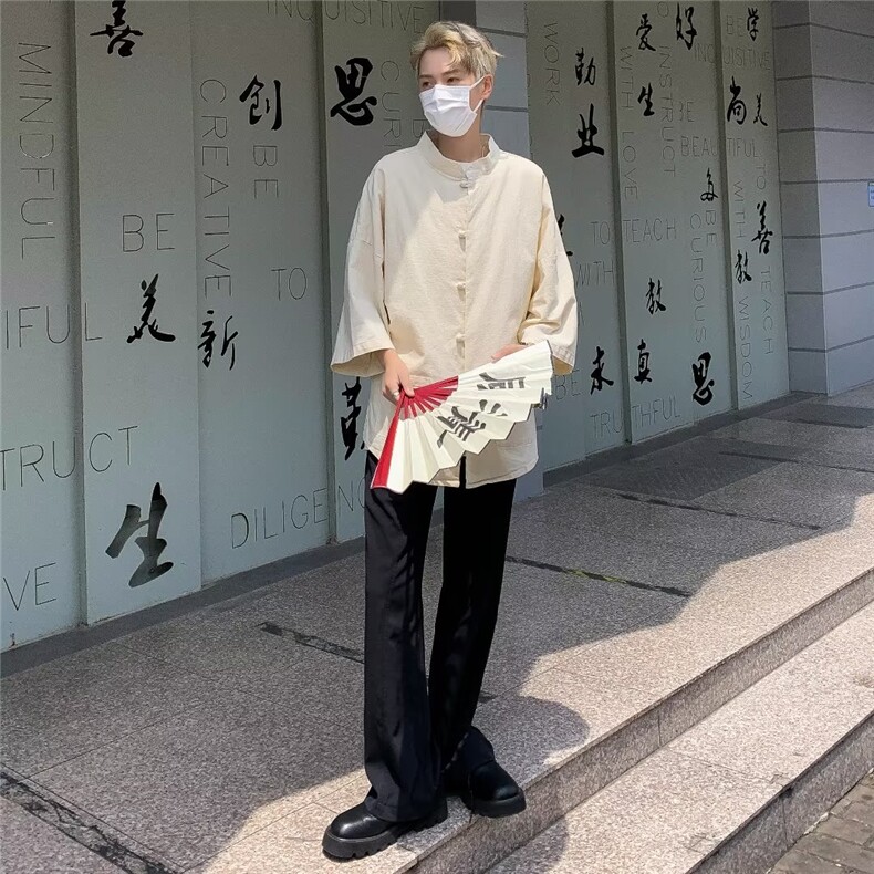 夏季男士水洗棉麻唐装衬衫C4519P38,男装衬衫,星座1116-2