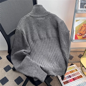 拉链半高领毛衣男秋冬季加厚纯色针织衫男线衣服宽松花线5933 P60图片