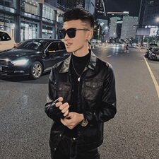 社会小伙修身机车服痞帅水洗皮衣翻领休闲夹克韩版D811-P118控148，男装皮衣，星座308A