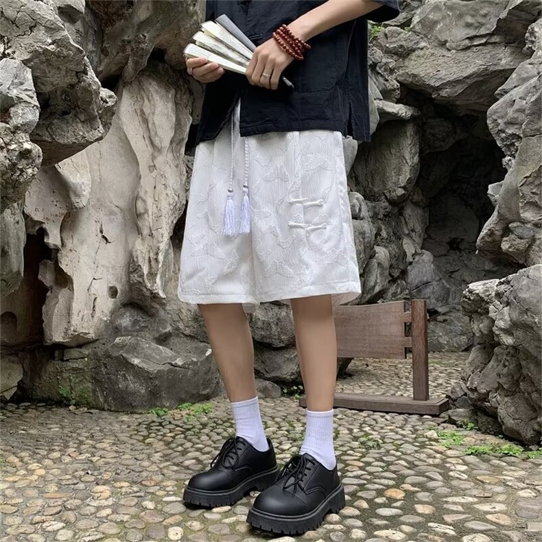 新中式短裤男士夏季潮提花宽松直筒休闲五分裤子D2232,男装牛仔裤,星座1116A-1（原606A）