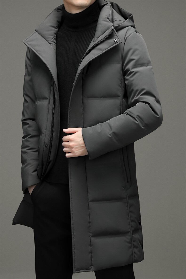 新款2023冬季脱卸帽羽绒服男装白鸭绒外套爸爸装YL21607-P390图片