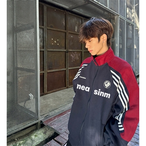 抖音得物 秋美式高街重磅结构织带拼接撞色立领卫衣外套 ACM4105图片