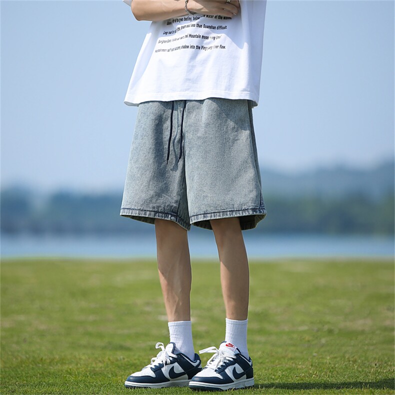 美式牛仔短裤男款复古水洗宽松休闲裤夏季潮流五分中裤M7700-p38,男装牛仔裤,星座1008