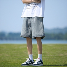 美式牛仔短裤男款复古水洗宽松休闲裤夏季潮流五分中裤M7700-p38，男装牛仔裤，星座1008