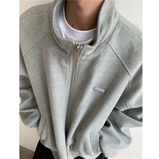 冬装新品弯刀袖毛呢加棉夹克棉衣休闲纯色加厚外套男H1021P118，男装棉衣，电商A341