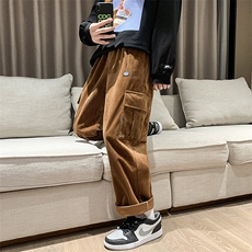 2025秋冬款运动裤加厚日系灯芯绒休闲裤工装裤棕GK09-P50，男装工装外套，电商B277A（原A068）