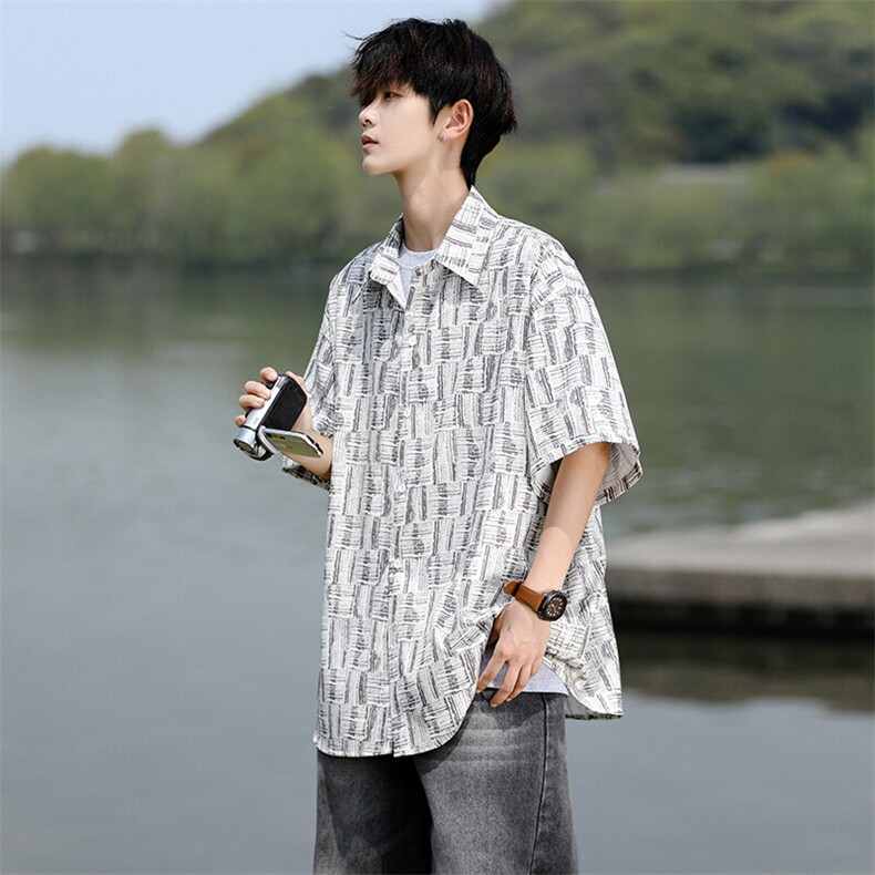 8XL-M花衬衫男款短袖夏季冰丝薄款花衬衣大码寸衫外套DC28013P38,男装T恤,电商B312