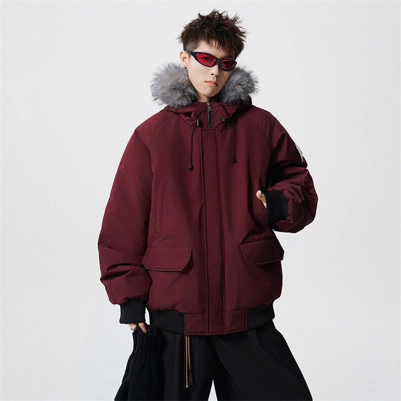 美式连帽大毛领冬季加绒加厚棉衣男士设计感棉服HY2005-特P105,男装棉衣,星座610B-1